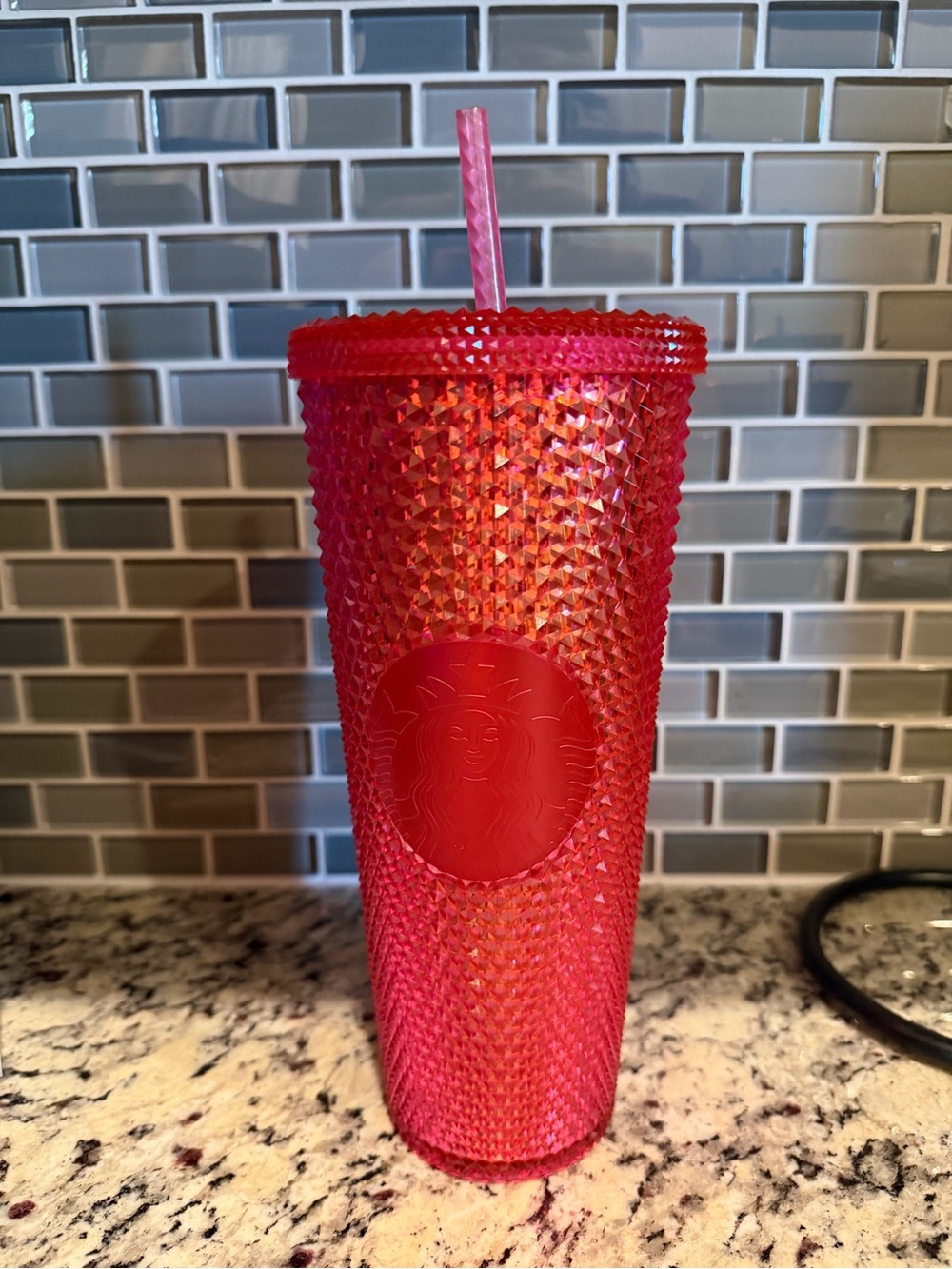 Starbucks hot pink Studded Tumbler with Pink Straw